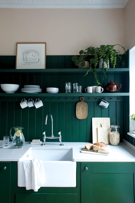 Duck Green No.W55 by Farrow & Ball on a painted wall in a room setting