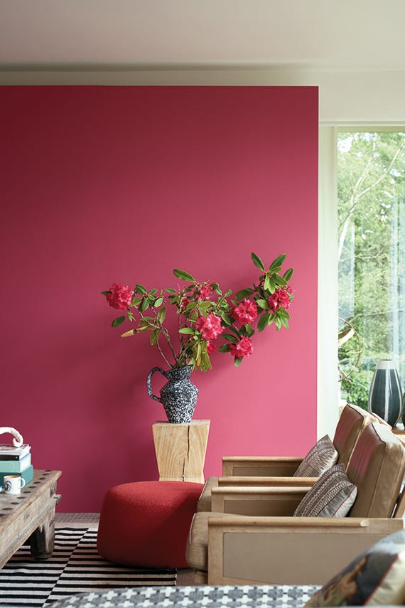 Lake Red No.W92 by Farrow & Ball on a painted wall in a room setting