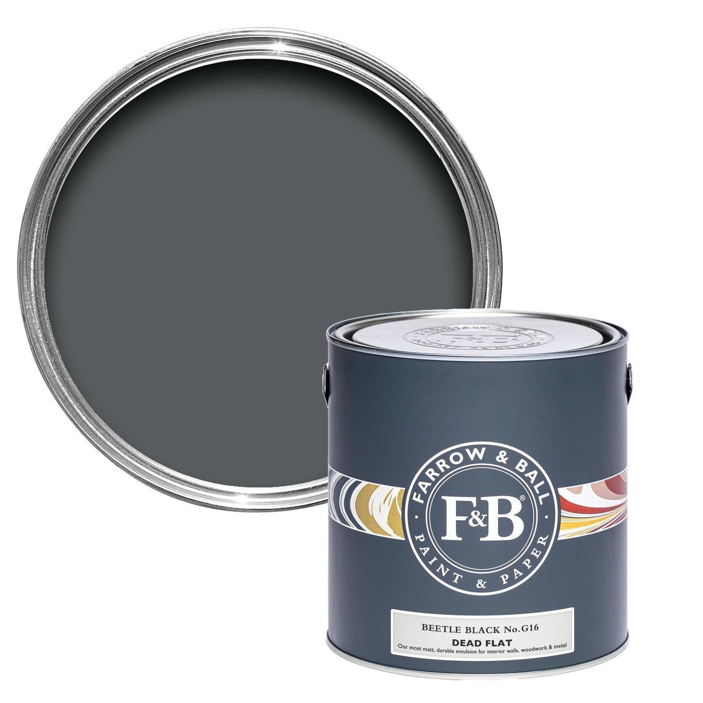 Farrow & Ball Multi Surface 5L Dead Flat Beetle Black No.G16