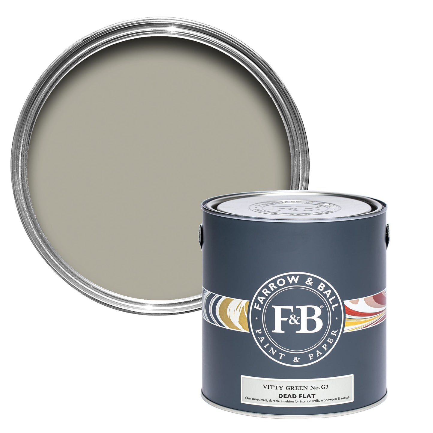 Farrow & Ball Multi Surface 5L Dead Flat Vitty Green No.G3