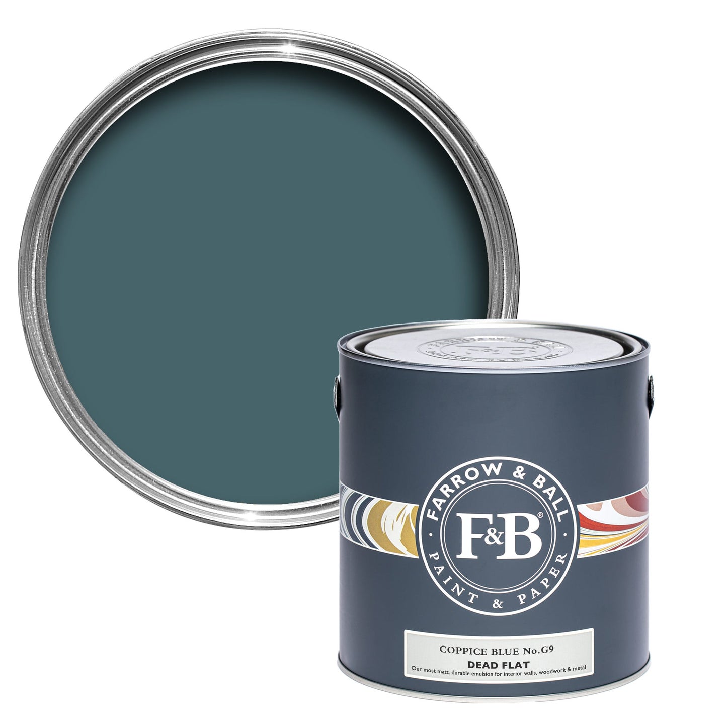 Farrow & Ball Multi Surface 5L Dead Flat Coppice Blue No.G9