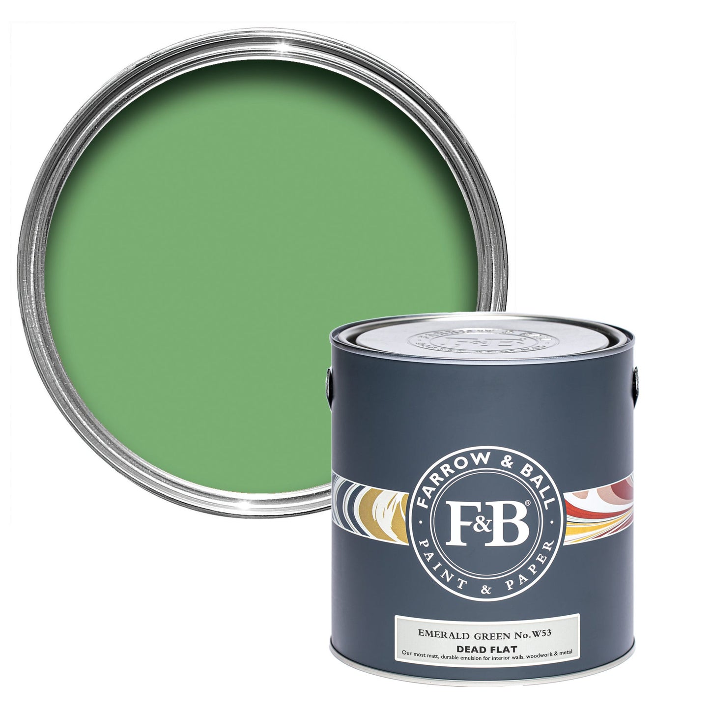 Farrow & Ball Multi Surface 5L Dead Flat Emerald Green No.W53