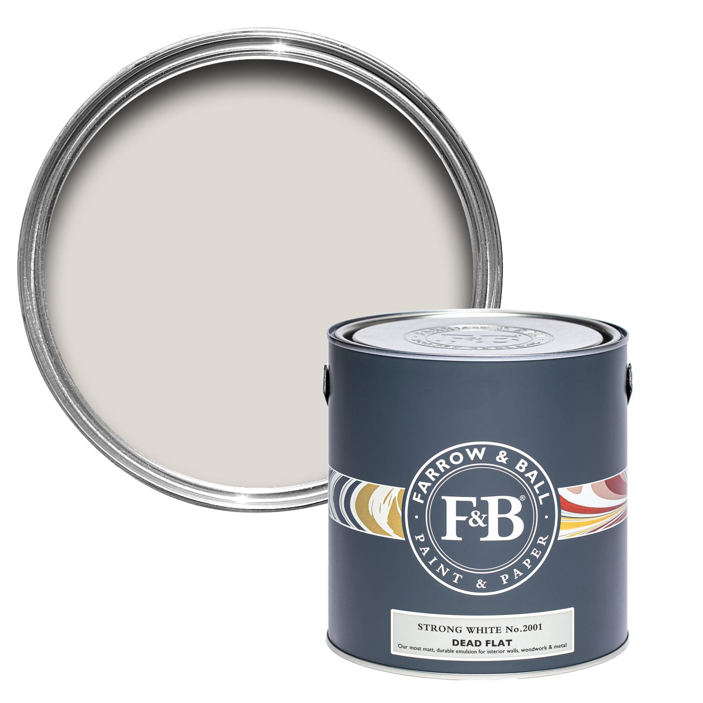Farrow & Ball Multi Surface 5L Dead Flat Strong White No.2001