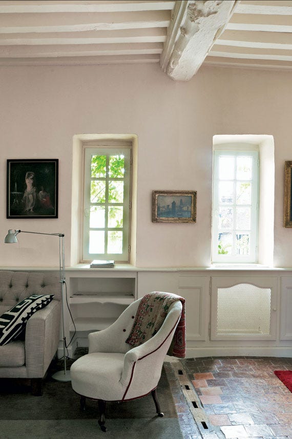 Dimity No.2008 by Farrow & Ball on a painted wall in a room setting