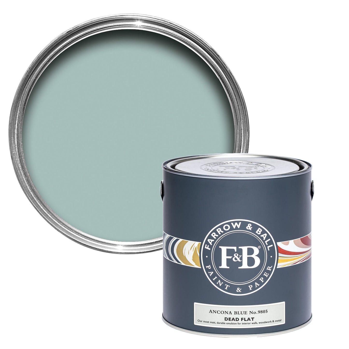Farrow & Ball Multi Surface 750ml Dead Flat Ancona Blue No.9805
