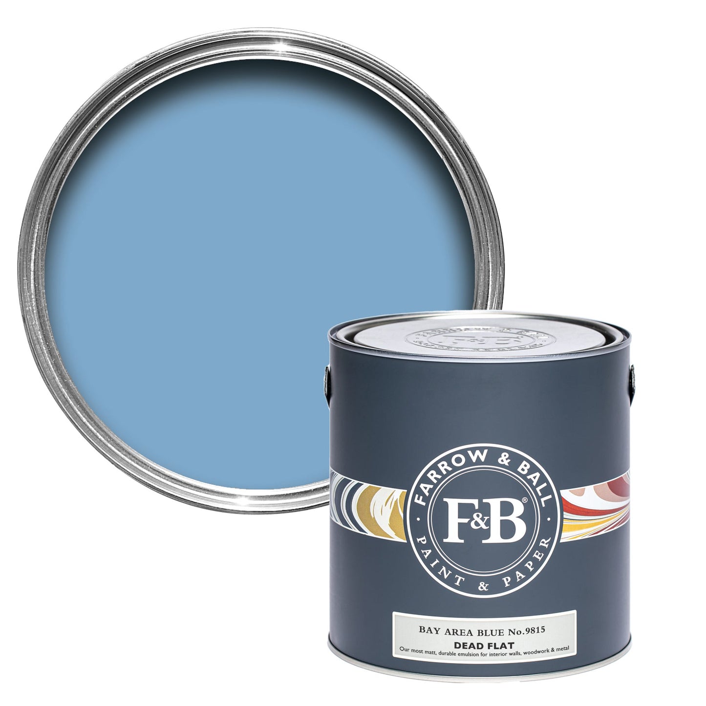 Farrow & Ball Multi Surface 5L Dead Flat Bay Area Blue No.9815