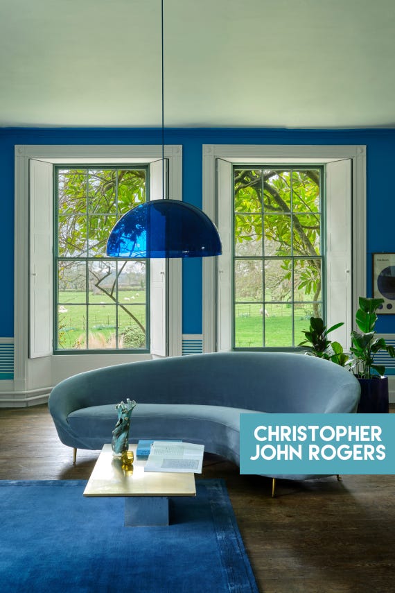 Pea Flower Tea No.CB12 by Farrow & Ball on a painted wall in a room setting