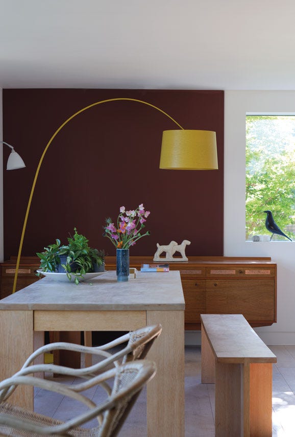 Deep Reddish Brown No.W101 by Farrow & Ball on a painted wall in a room setting