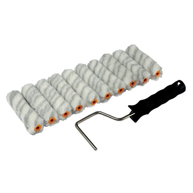 4" (100mm) ROTA Silver Stripe Mini Roller Set 10 Refills Plus Frame
