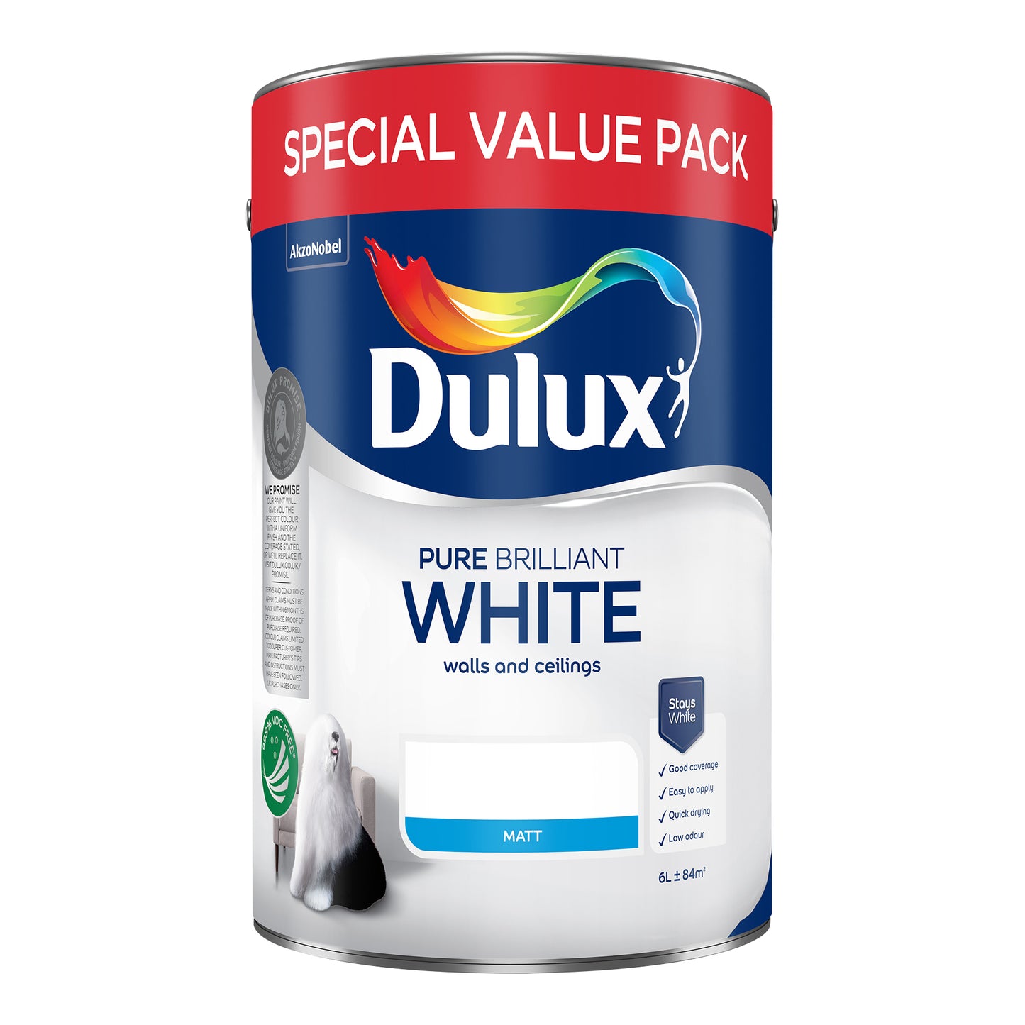 Dulux Matt Paint - Brilliant White - 6 Litre Special Value Pack