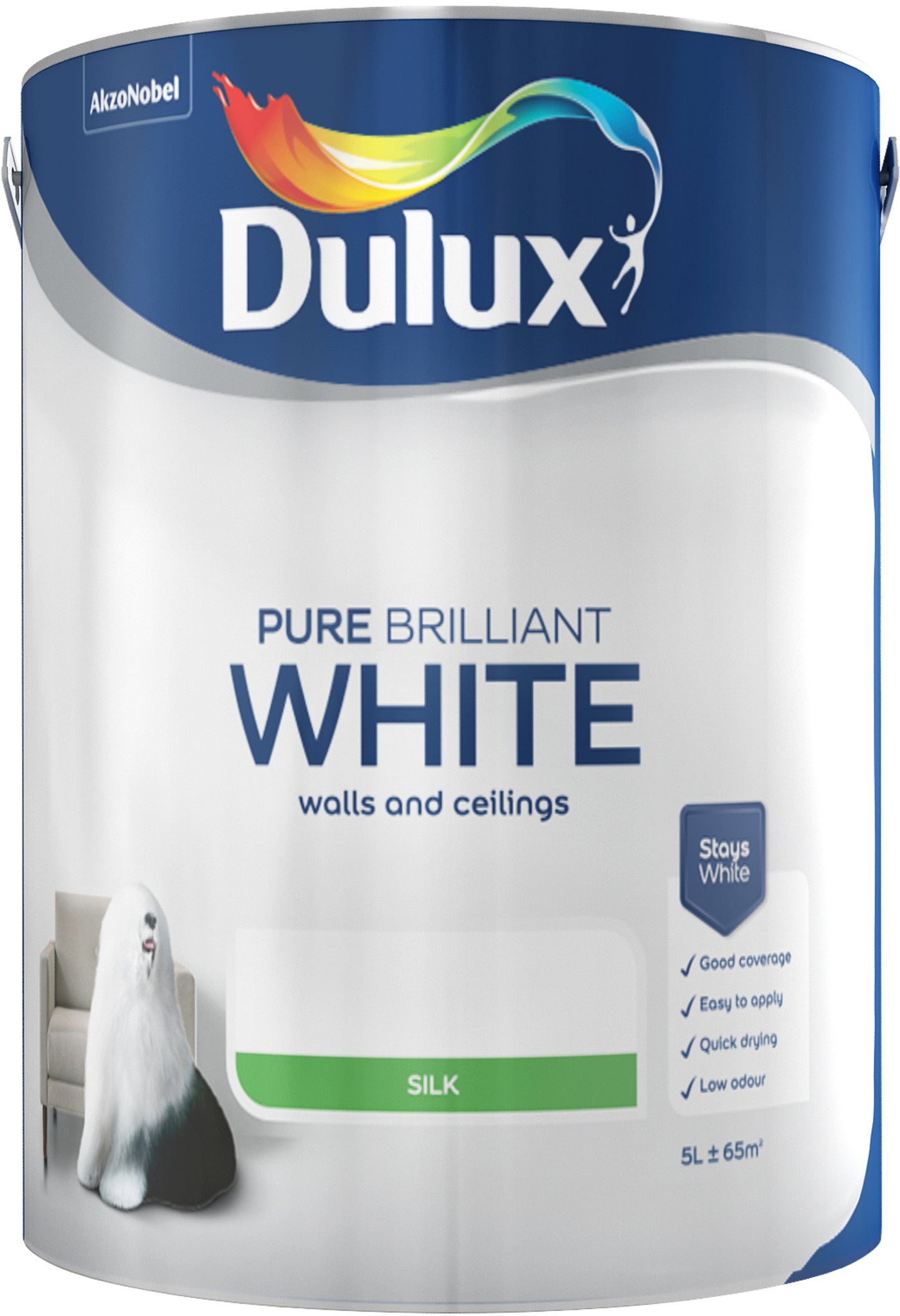 Dulux Silk Paint - Pure Brilliant White 5 Litre