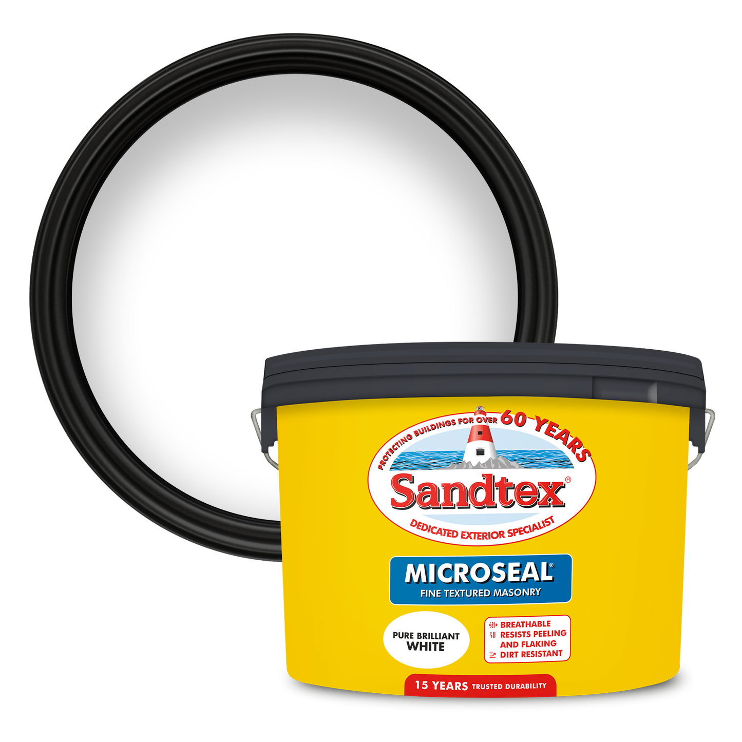 Sandtex Fine Textured 15 Year Weatherproof Exterior Wall Paint - Brilliant White