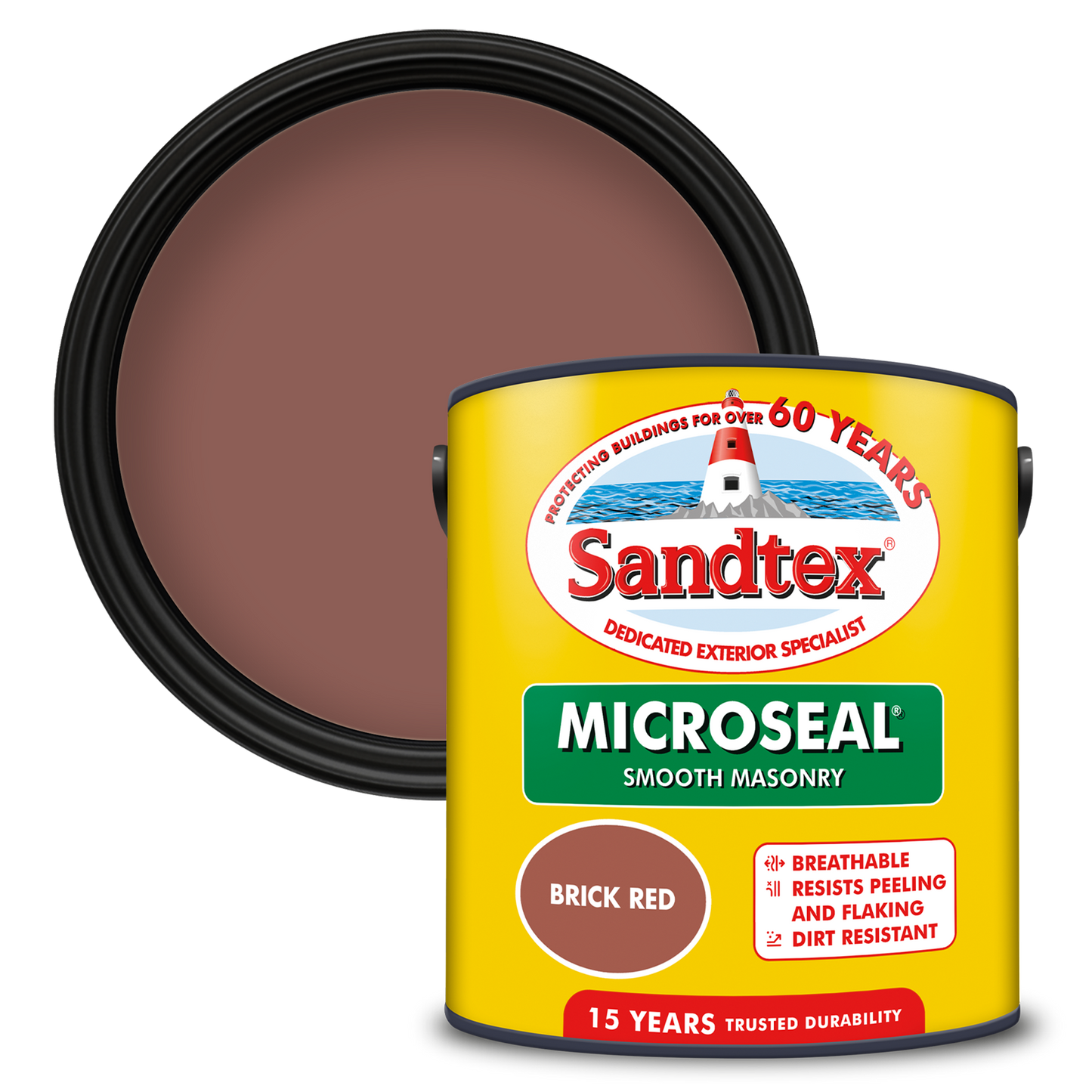 Sandtex 15 Year Weatherproof Exterior Wall Paint - Brick Red