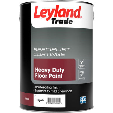 Leyland Trade Heavy Duty Polyurethane Floor Paint Frigate Mid Grey 5 Litre