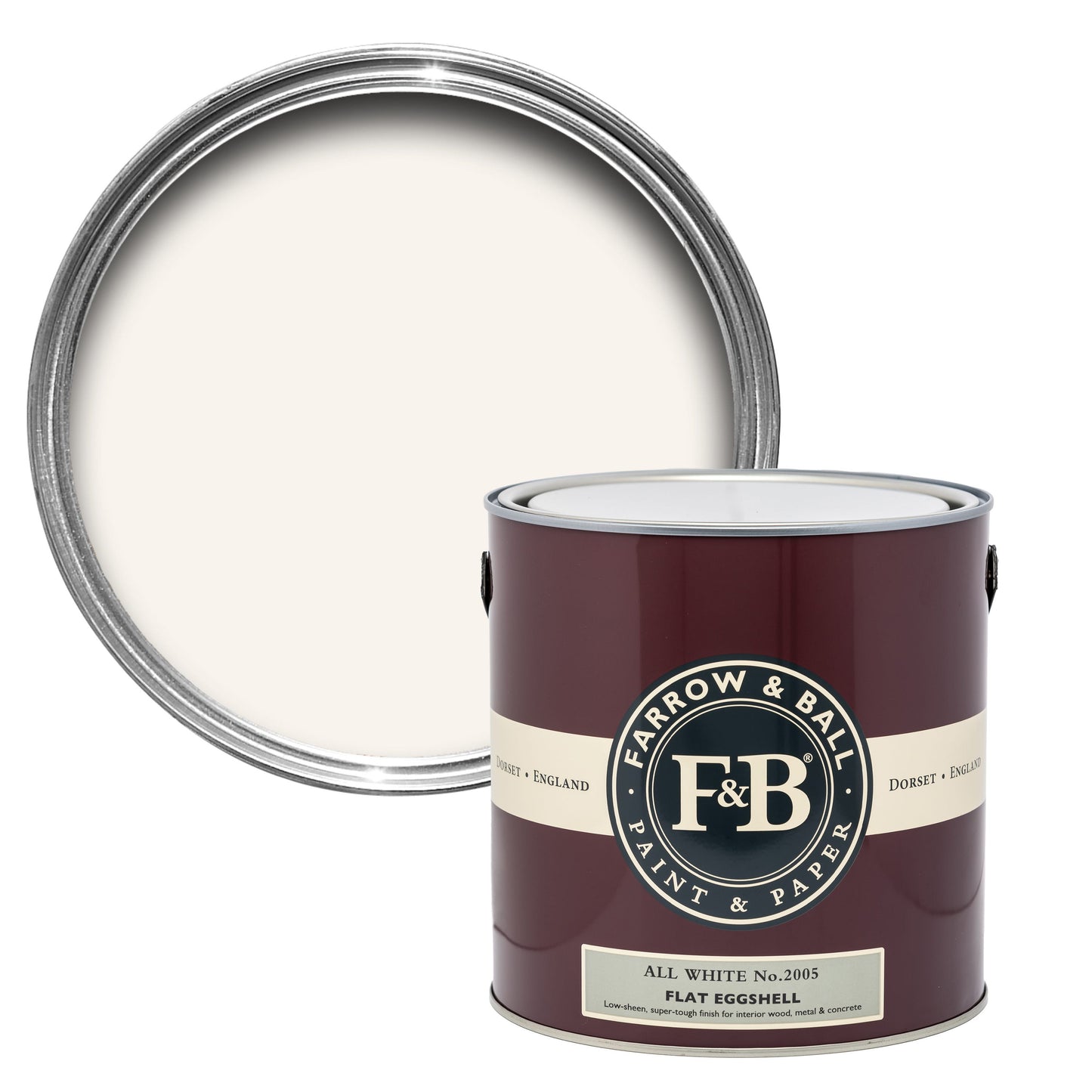 Farrow & Ball 5L Flat Eggshell All White No.2005