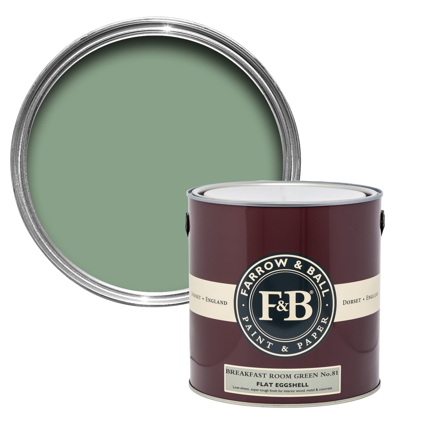 Farrow & Ball 2.5L Flat Eggshell Breakfast Room Green No.81