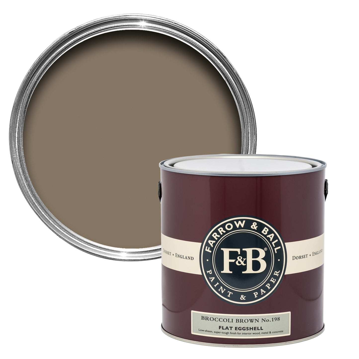 Farrow & Ball 2.5L Flat Eggshell Broccoli Brown No.198