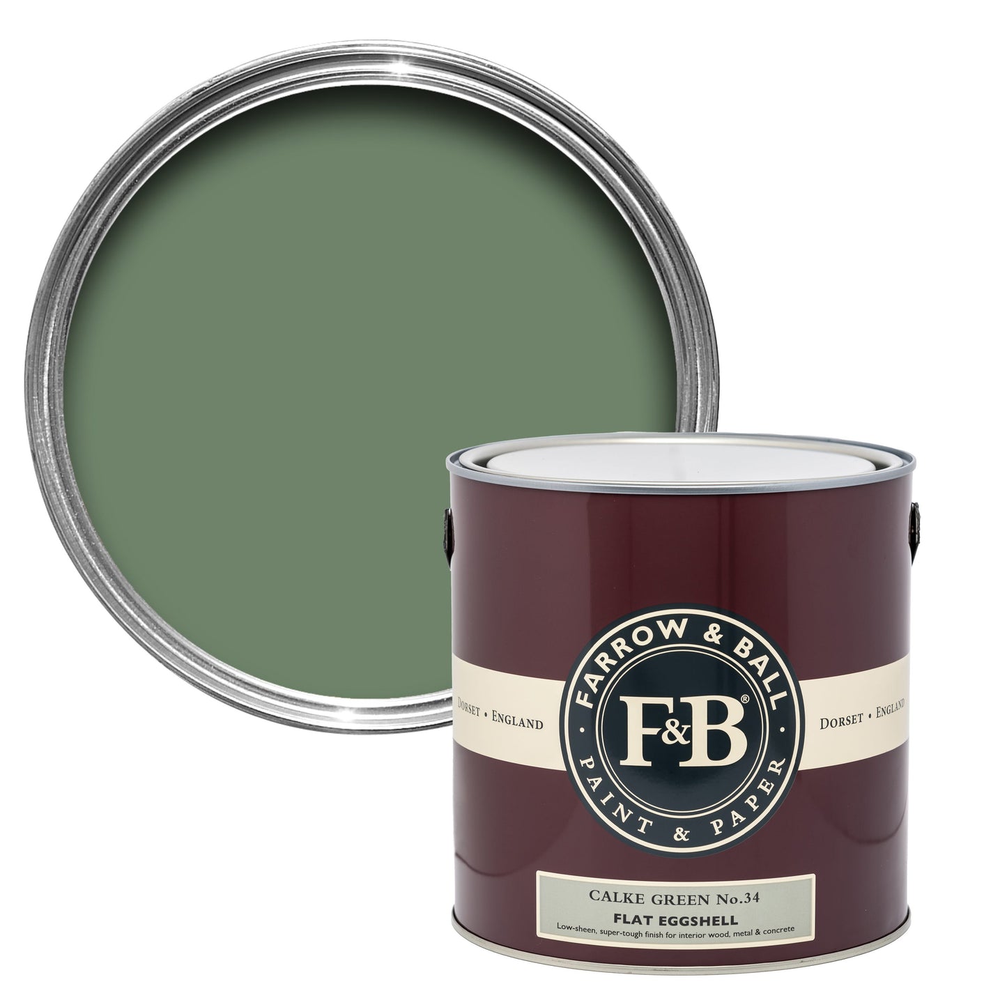Farrow & Ball 5L Flat Eggshell Calke Green No.34