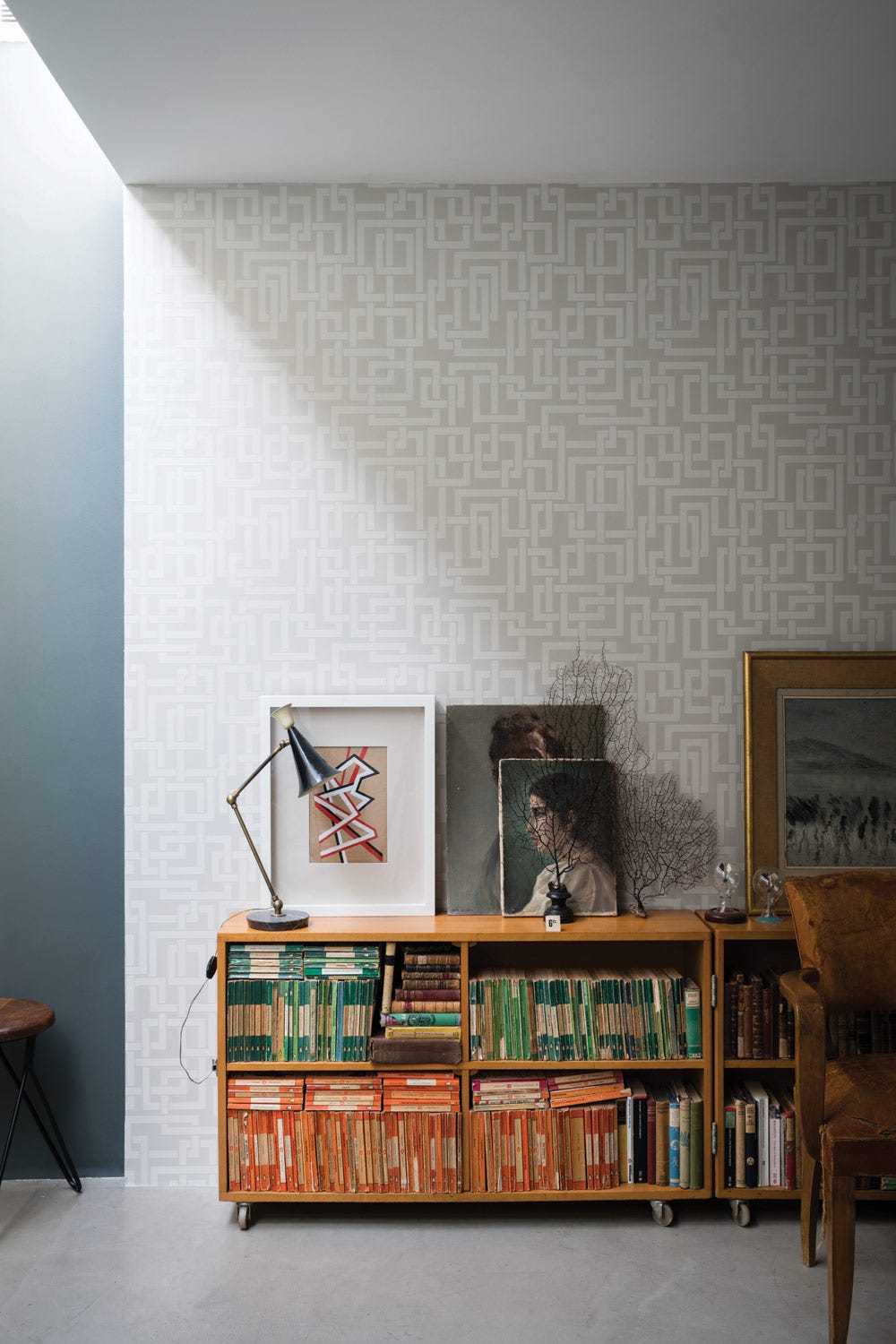 Farrow & Ball Enigma wallpaper in a room setting