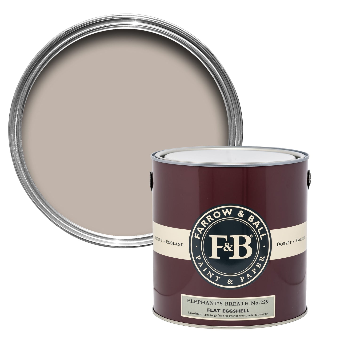 Farrow & Ball 2.5L Flat Eggshell Elephants Breath No.229