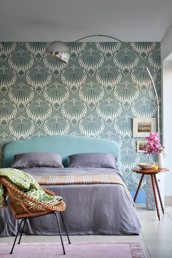 Farrow & Ball Lotus wallpaper in a room setting