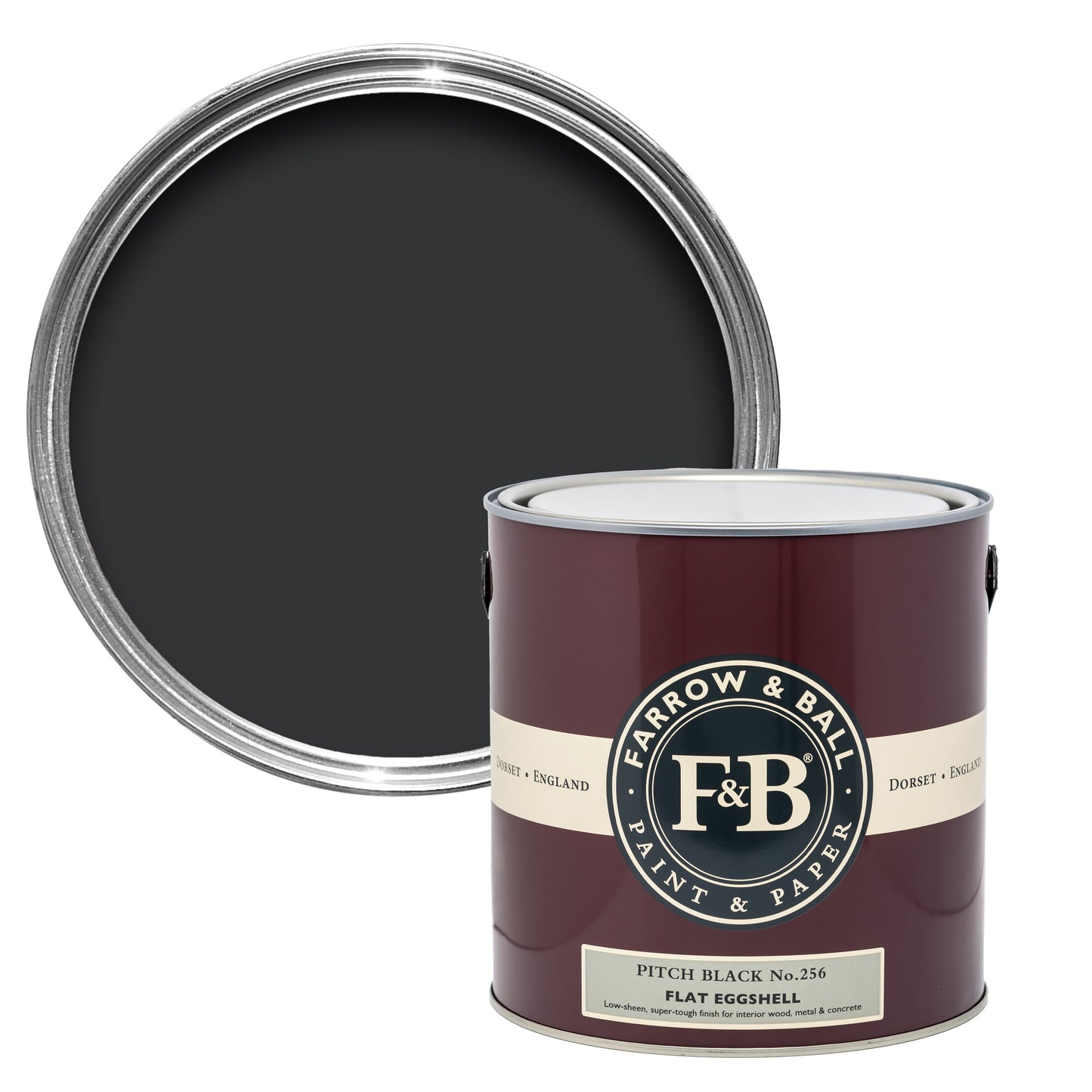 Farrow & Ball 5L Flat Eggshell Pitch Black No.256
