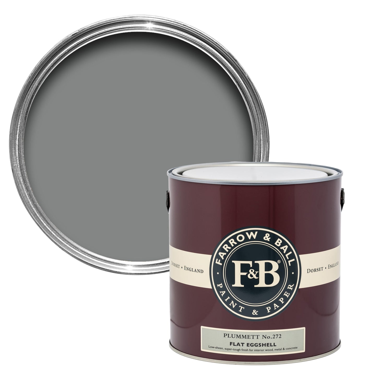 Farrow & Ball 2.5L Flat Eggshell Plummett No.272