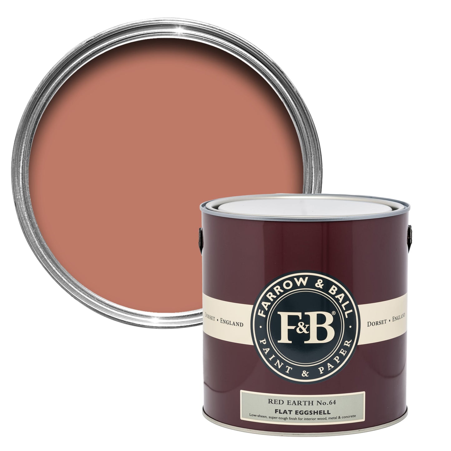 Farrow & Ball 2.5L Flat Eggshell Red Earth No.64