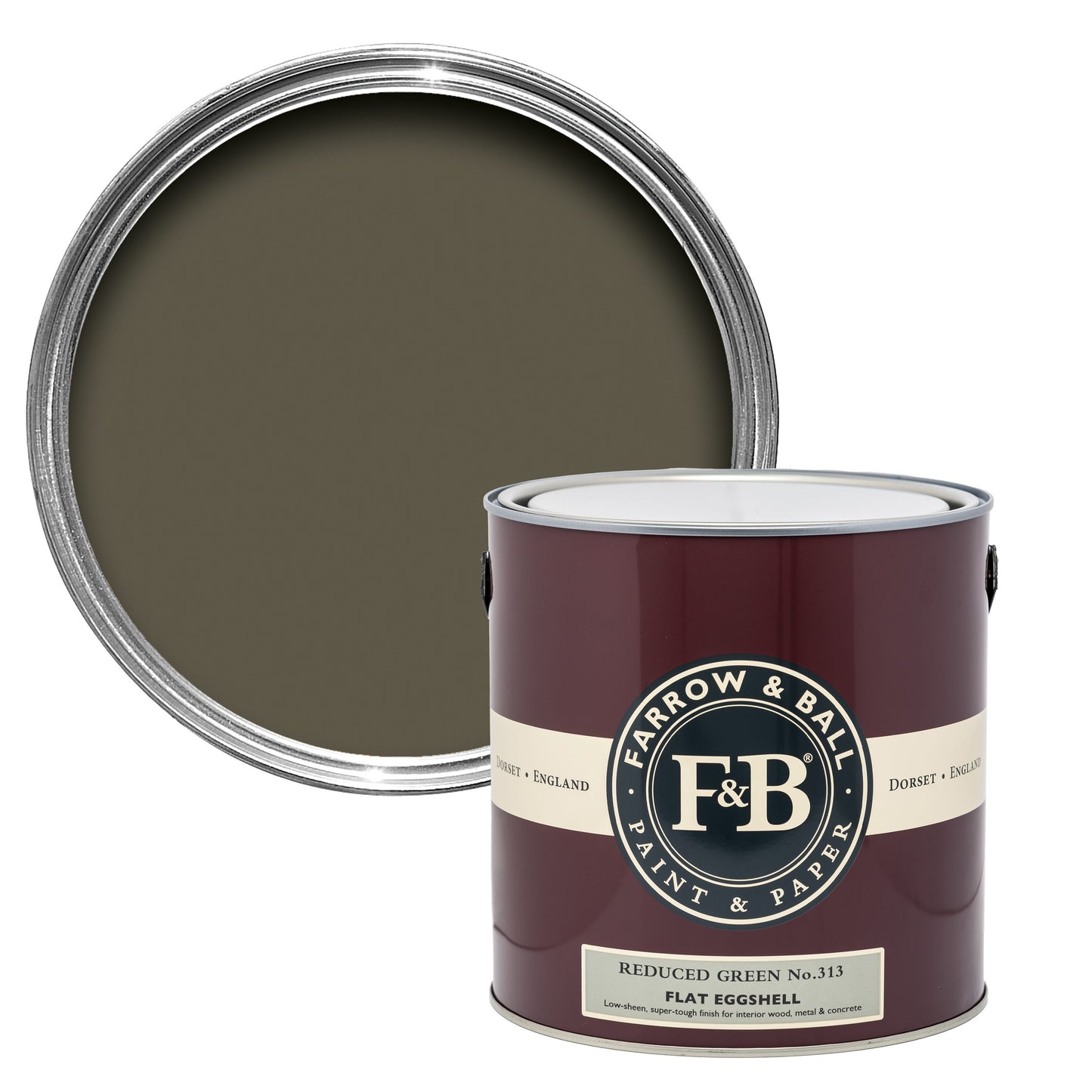 Farrow & Ball 5L Flat Eggshell Reduced Green No.313