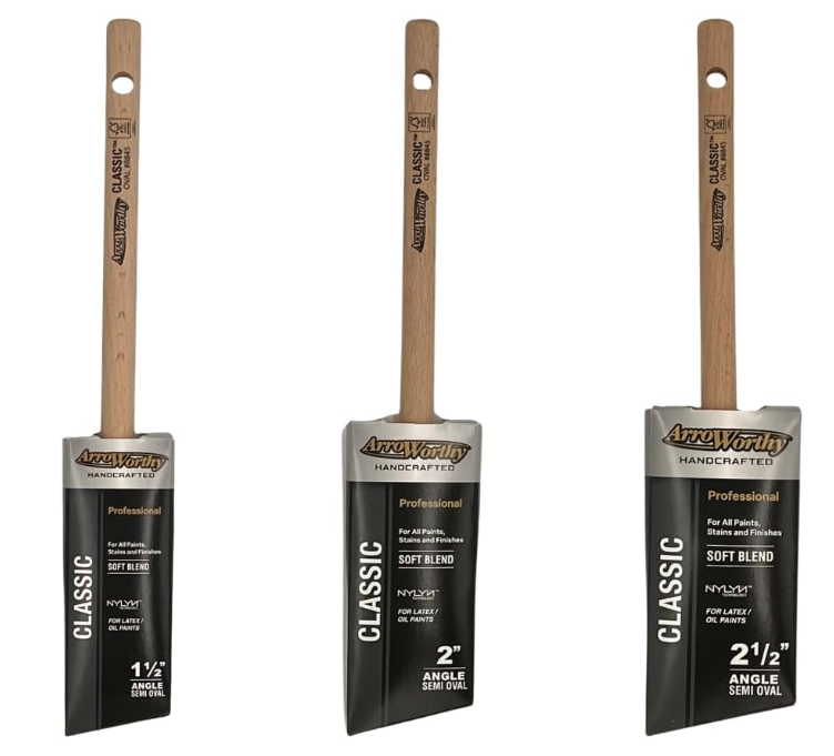 Arroworthy Classic Angle Cut Brush Set 3 Pack Pencil Handle