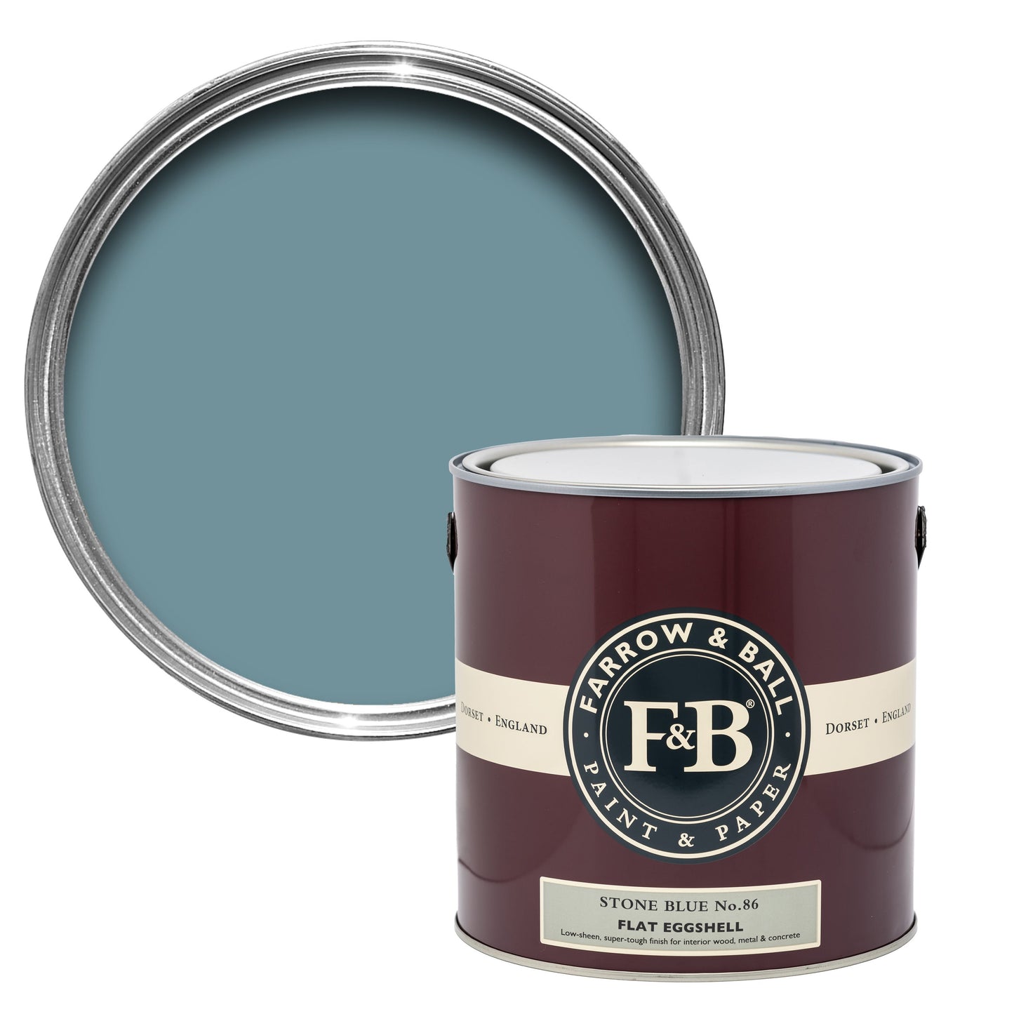 Farrow & Ball 2.5L Flat Eggshell Stone Blue No.86