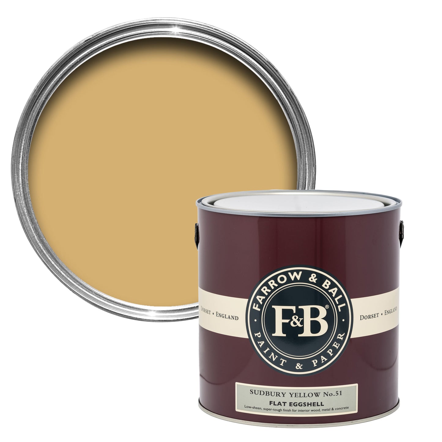 Farrow & Ball 5L Flat Eggshell Sudbury Yellow No.51