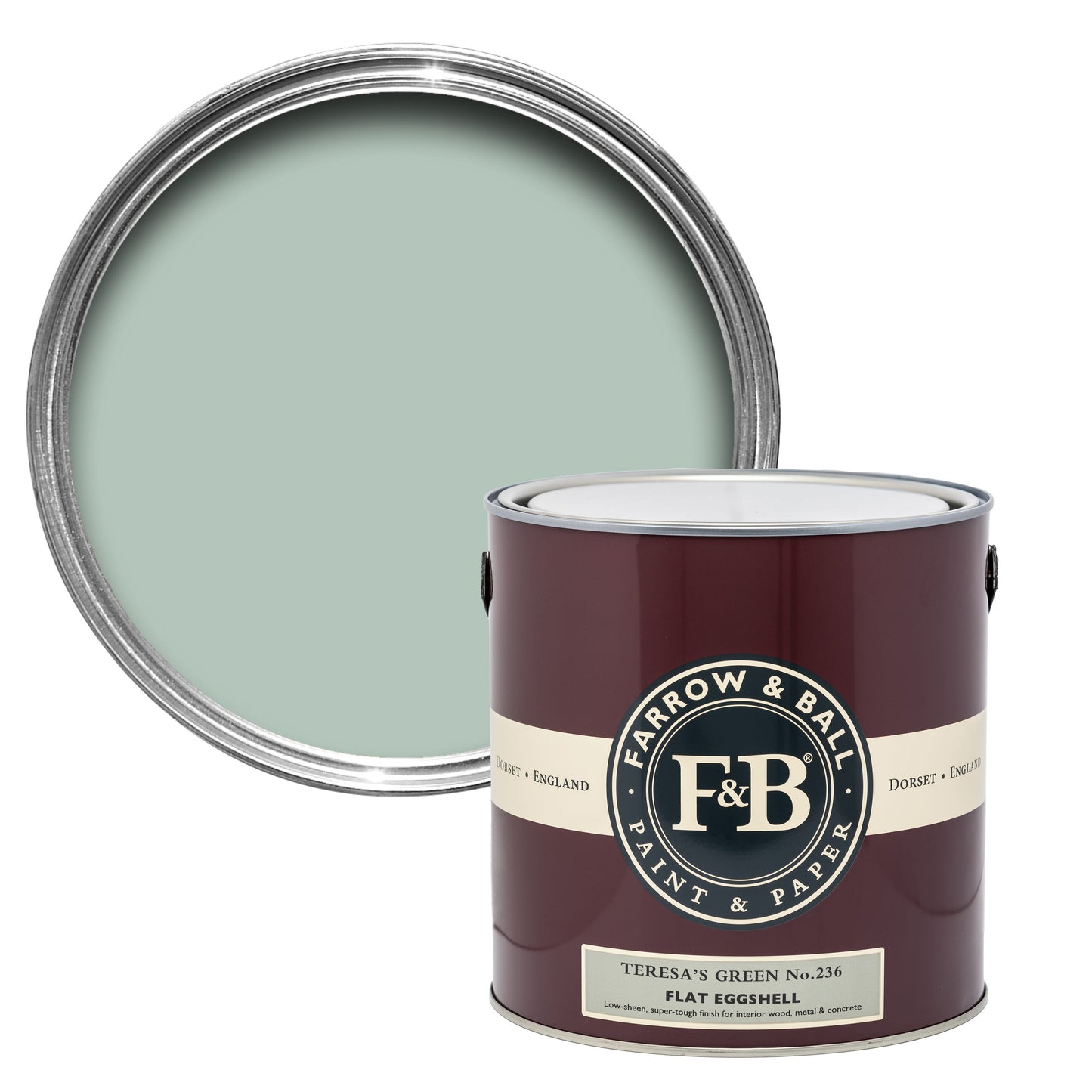 Farrow & Ball 2.5L Flat Eggshell Teresa's Green No.236
