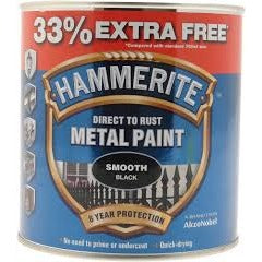 Hammerite Smooth Metal Paint Black 1L for the price of 750ml