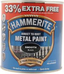 Hammerite Smooth Metal Paint Black 1L for the price of 750ml