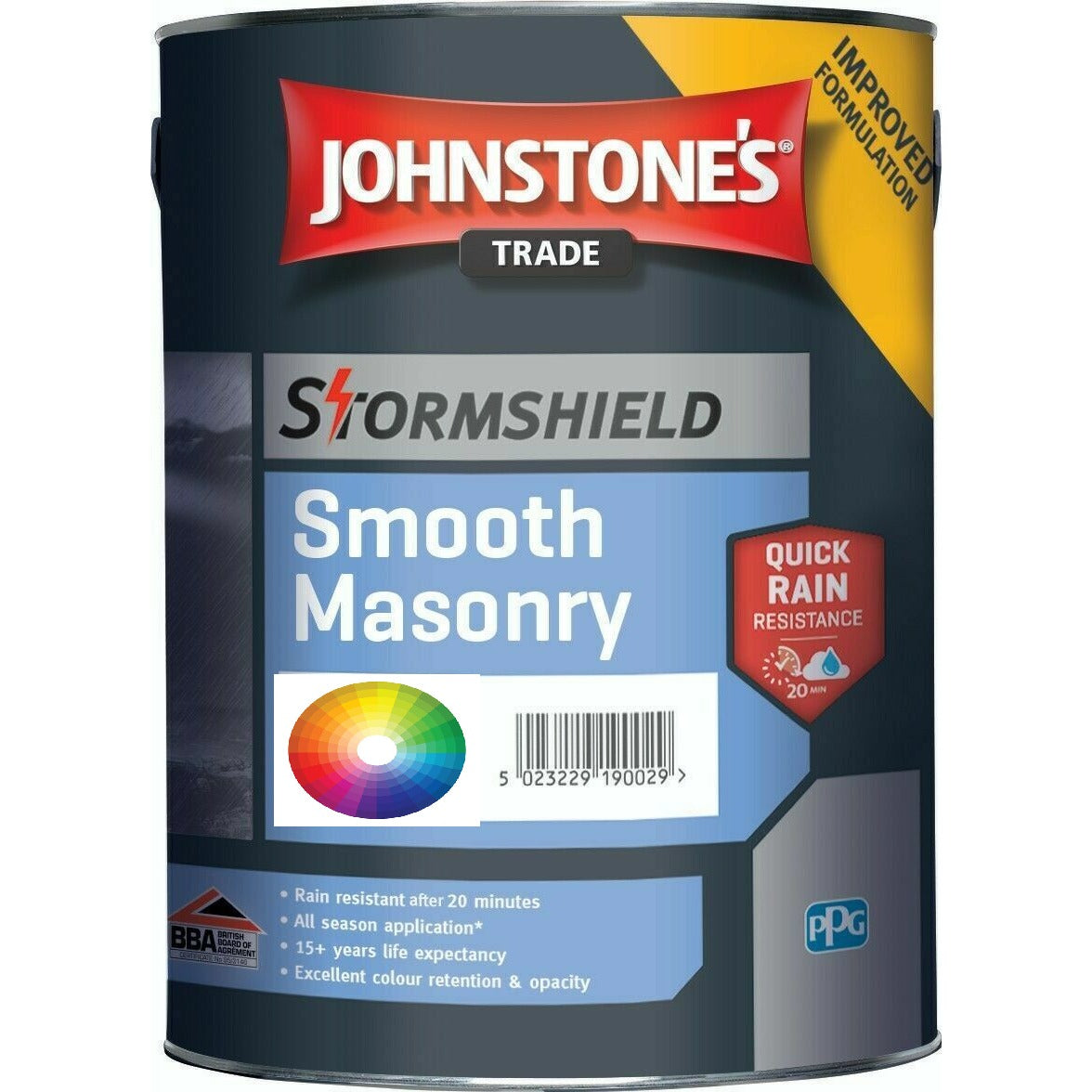 Johnstones Trade Stormshield Smooth Masonry Paint, Tinted Colours