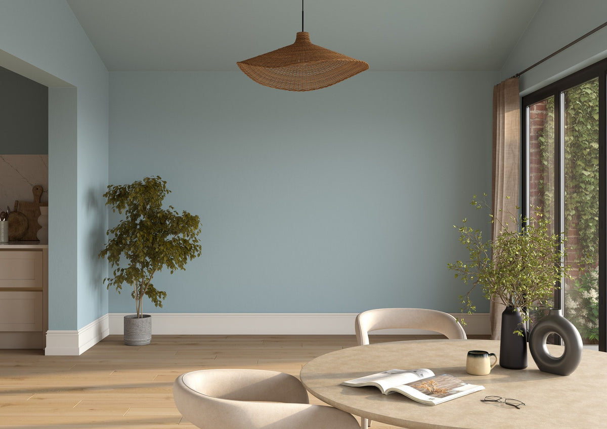 Dulux Heritage Light Teal on the walls of a room setting