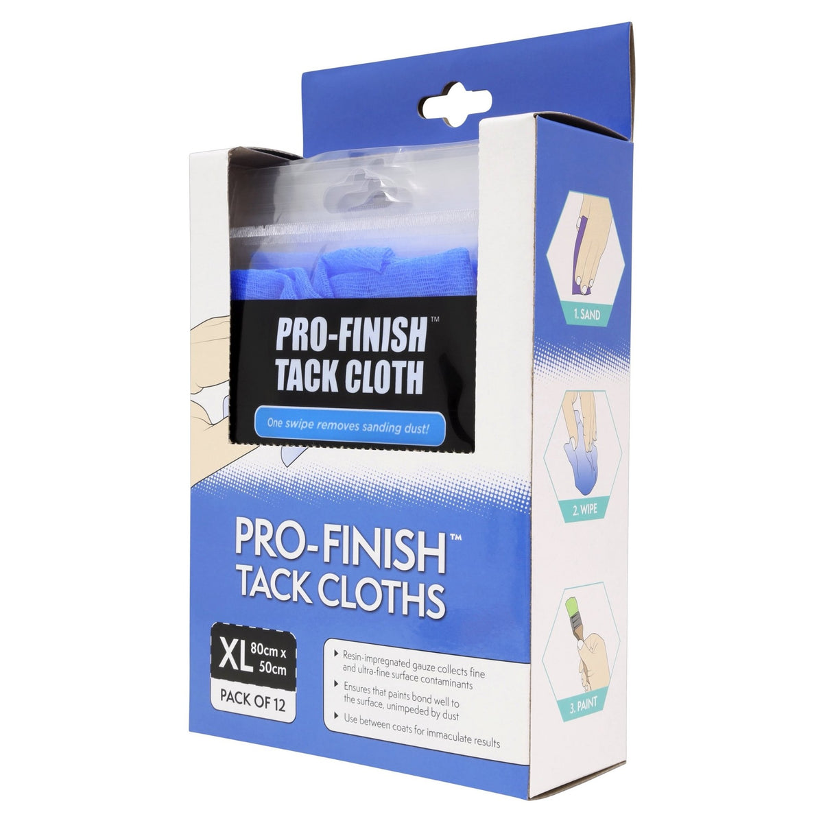Axus Pro Finish XL Tack Cloth, 12 Pack 80cm x 50cm