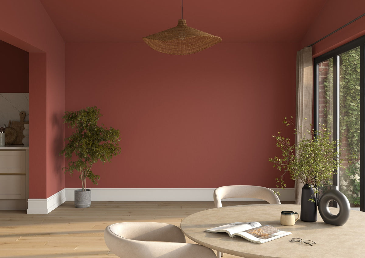 Dulux Heritage Red Ochre on the walls of a room setting