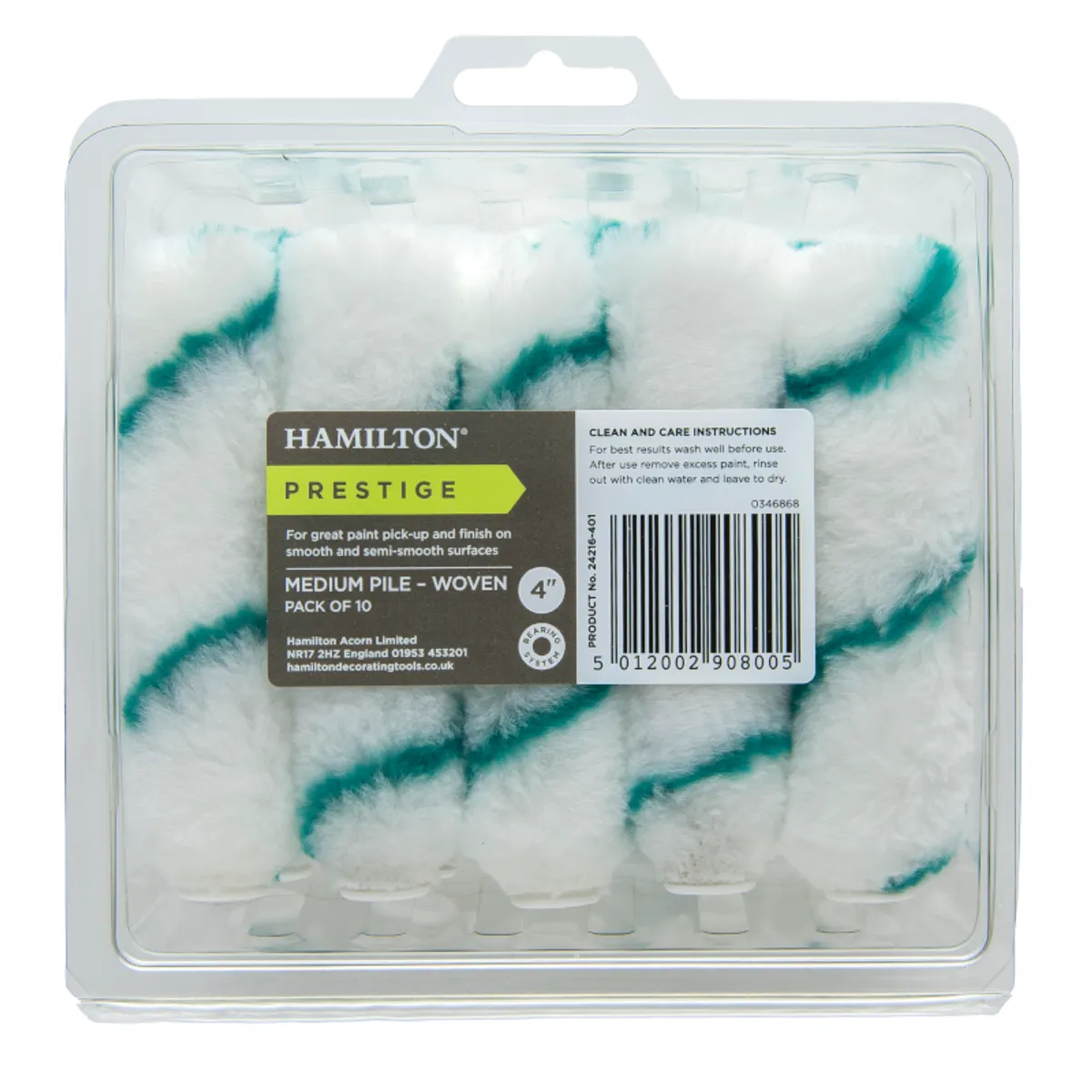 Hamilton Prestige 13-Piece Roller Kit - Includes 10 Medium & 2 Long Pile Sleeves, Soft Grip Handle