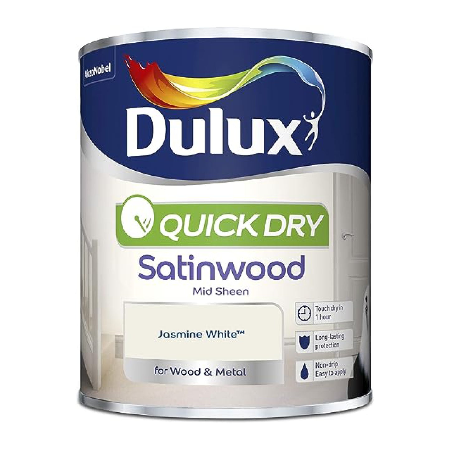 Dulux Quick Dry Satinwood Paint - Jasmine White - 750ml