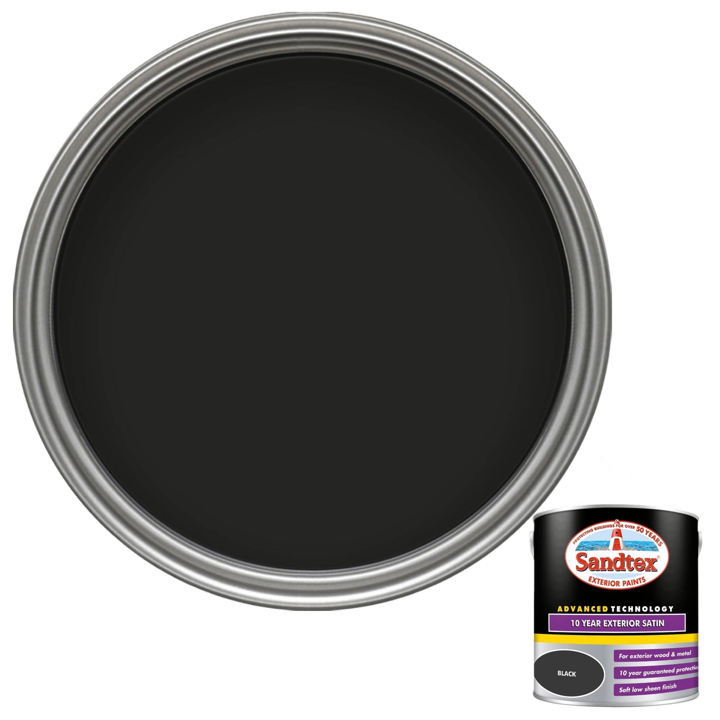 Sandtex 10 Year Exterior Satin Paint - Black