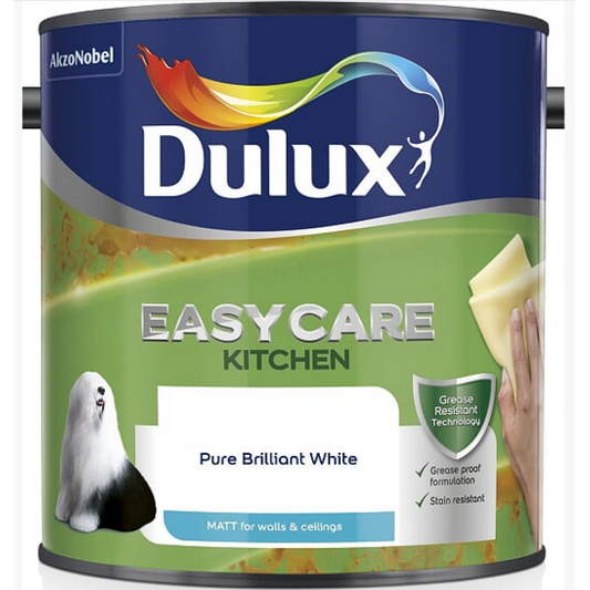 Dulux Easycare Kitchen Matt Paint - Pure Brilliant White - 2.5 Litre