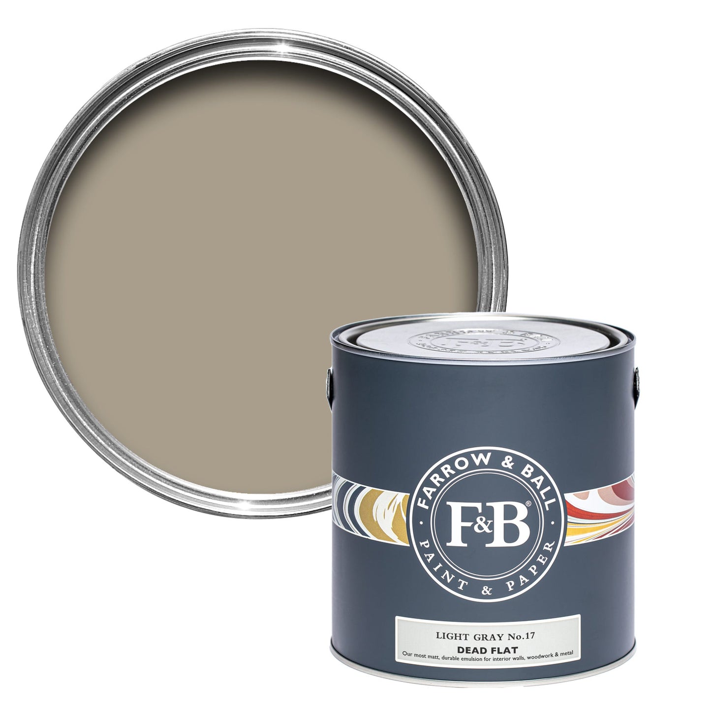 Farrow & Ball Multi Surface 2.5L Dead Flat Light Gray No.17