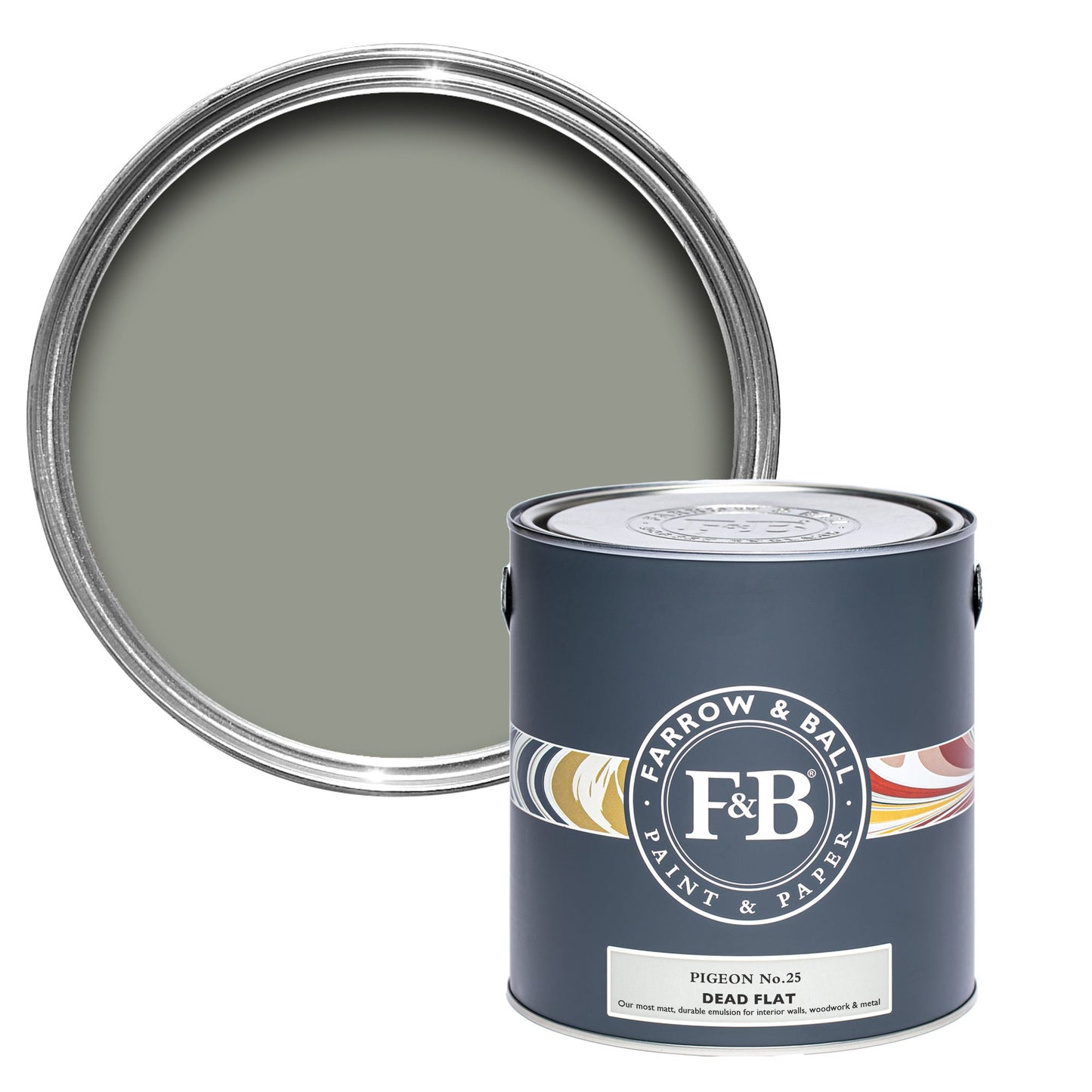 Farrow & Ball Multi Surface 5L Dead Flat Pigeon No.25