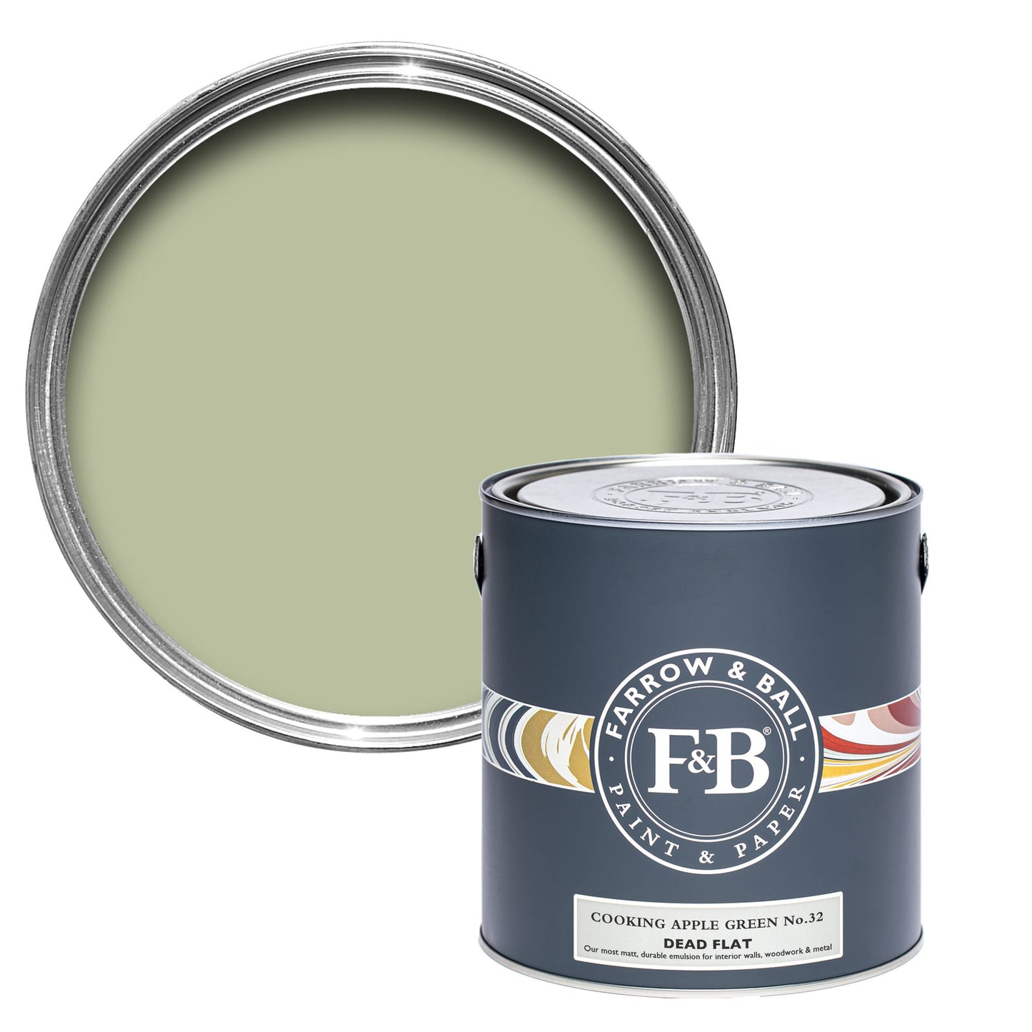 Farrow & Ball Multi Surface 5L Dead Flat Cooking Apple Green No.32