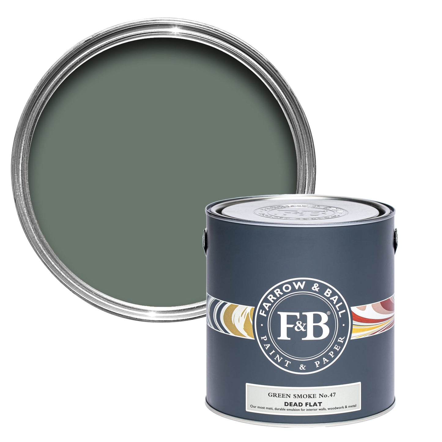 Farrow & Ball Multi Surface 5L Dead Flat Green Smoke No.47