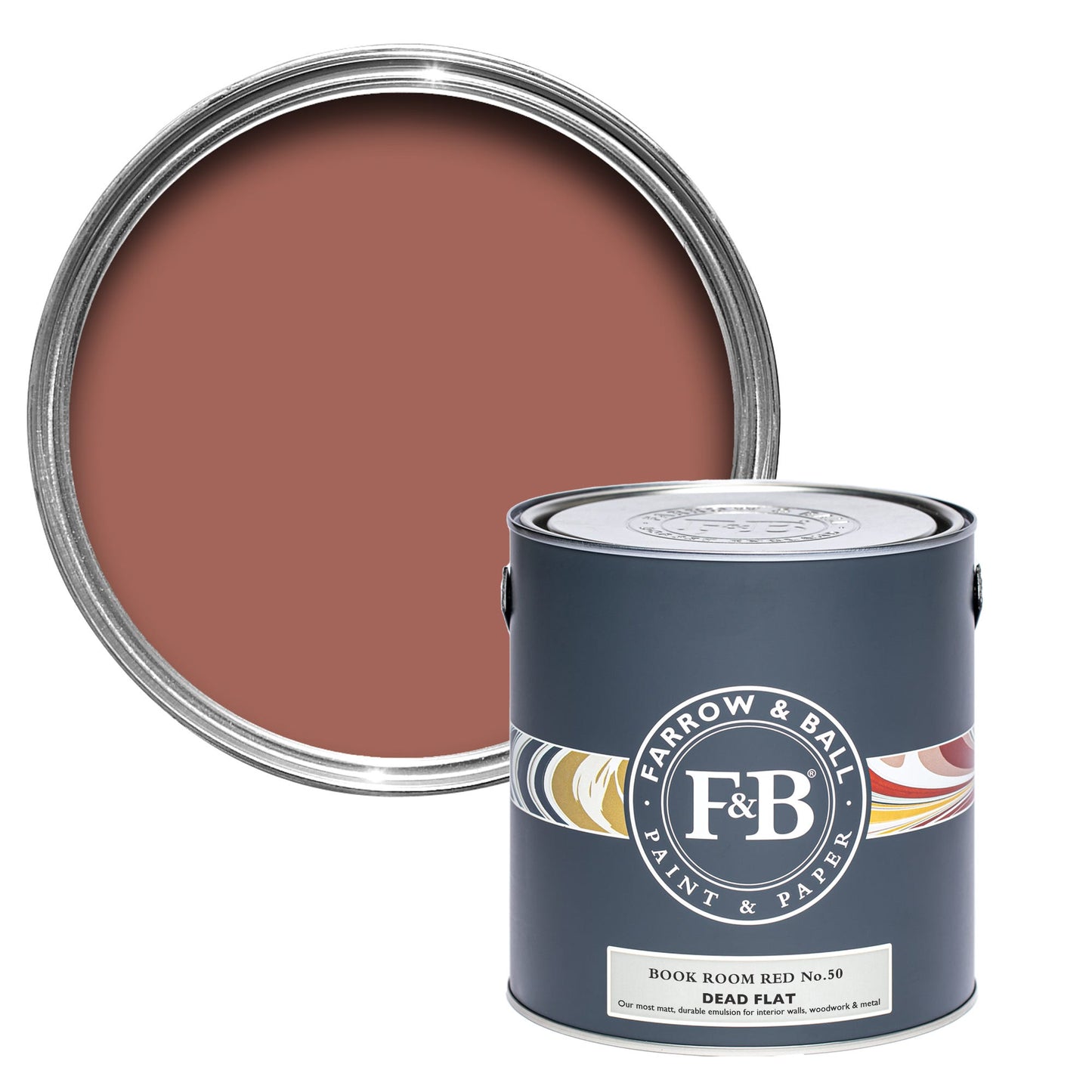 Farrow & Ball Multi Surface 750ml Dead Flat Book Room Red No.50