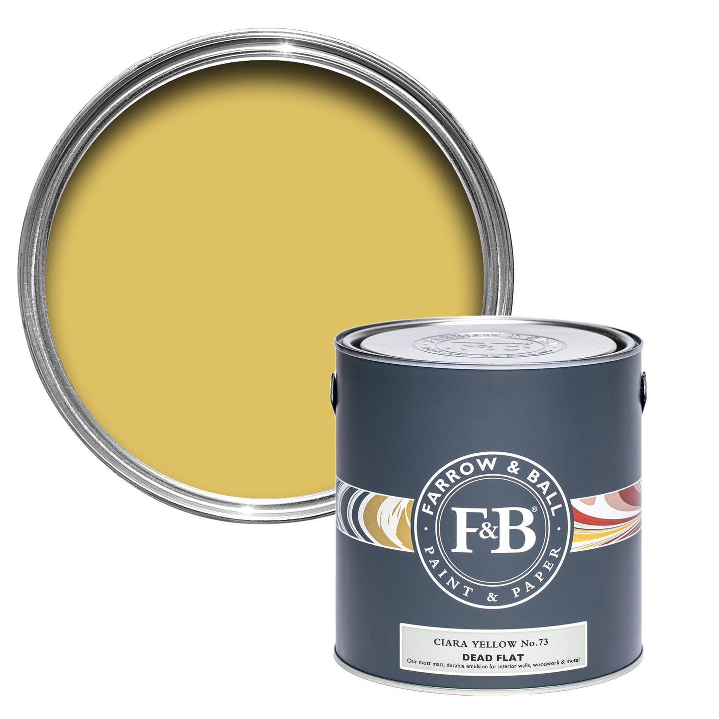 Farrow & Ball Multi Surface 5L Dead Flat Ciara Yellow No.73