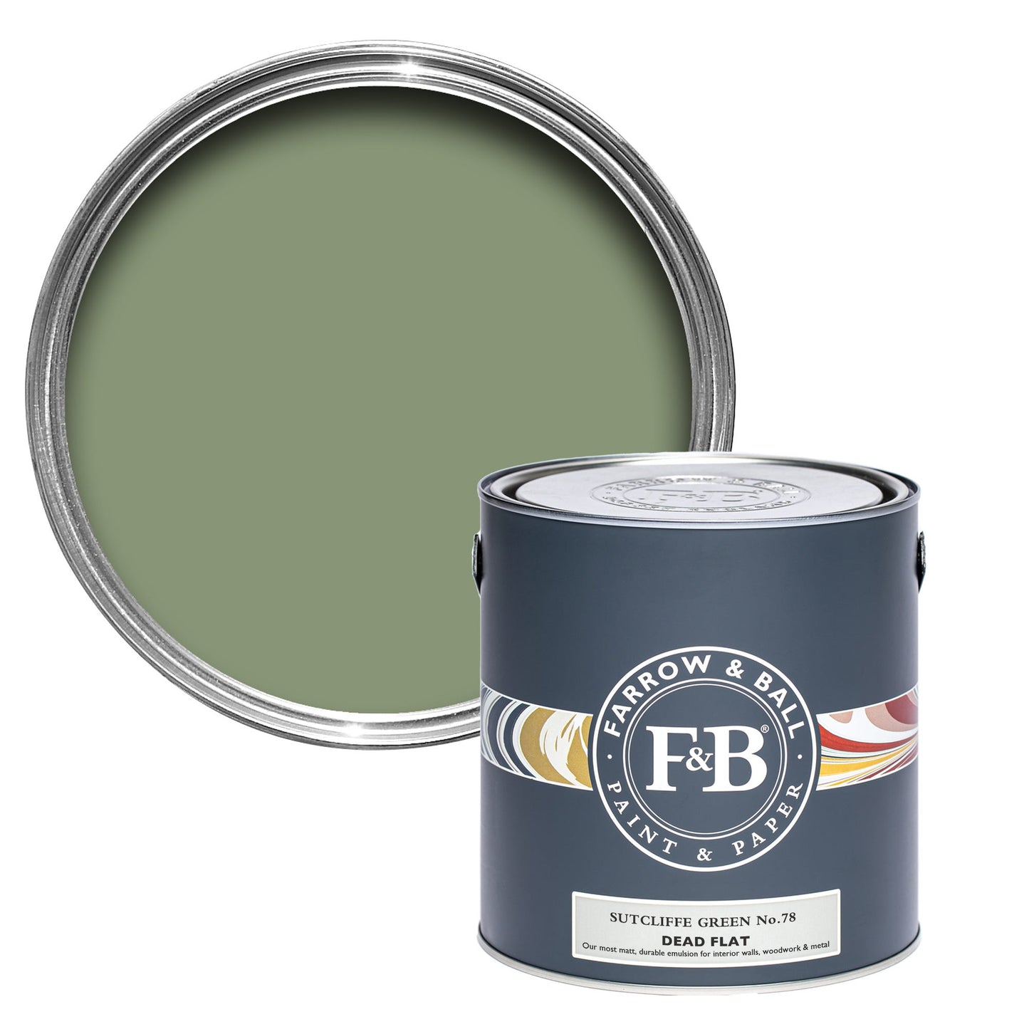 Farrow & Ball Multi Surface 2.5L Dead Flat Sutcliffe Green No.78